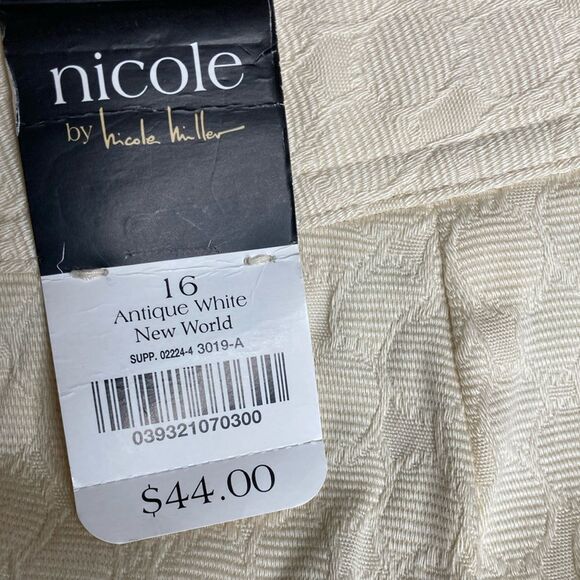 NWT NICOLE by NM 16 Antique White New World Wide Leg Stretchy Dress Pants - Picture 3 of 9